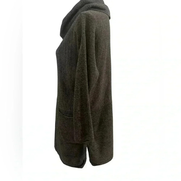 Soft Surroundings cowl neck tunic marled charcoal gray small patch pockets - Picture 4 of 12